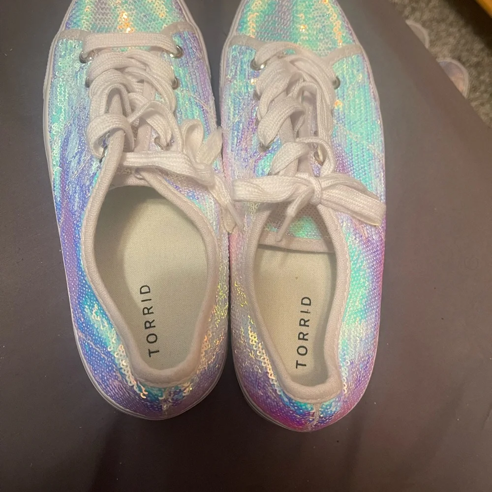 Torrid Holographic Sequin Sneakers with White Laces - Picture 2 of 3